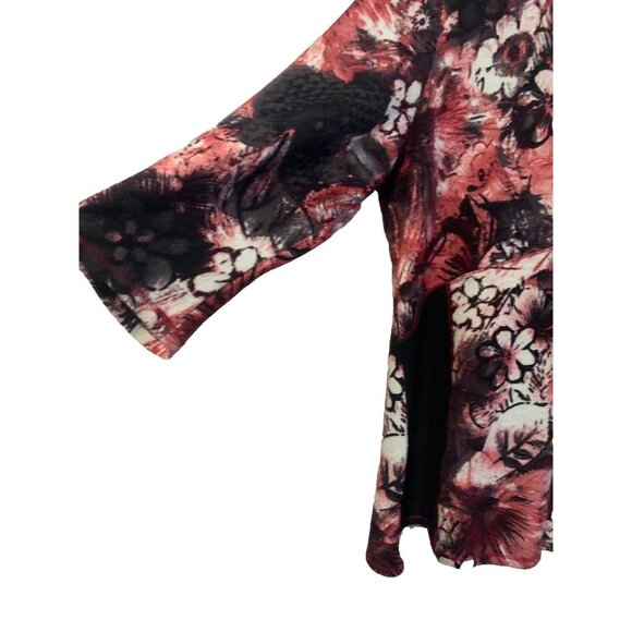 Marie Claire Boutiques Black/Red Floral Pullover Boho Artsy Sweater Size M - Picture 4 of 8